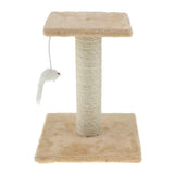 Maxbell Cat Scratching Post Climbing Frame Hanging Mouse Toy  H shaped Cream color