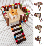 Maxbell Small Animal Wooden Platform Climbing Ladder Kits for Hamster Rat Round S