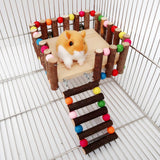 Maxbell Small Animal Wooden Platform Climbing Ladder Kits for Hamster Rat Square S
