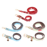 Maxbell Strong Leather Rope Dog Leash Collar Set for Walking Hiking Red L