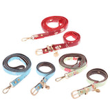 Maxbell Strong Leather Rope Dog Leash Collar Set for Walking Hiking Red L