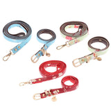 Maxbell Strong Leather Rope Dog Leash Collar Set for Walking Hiking Red L