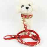 Maxbell Strong Leather Rope Dog Leash Collar Set for Walking Hiking Red L