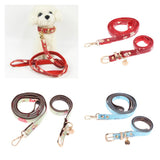 Maxbell Strong Leather Rope Dog Leash Collar Set for Walking Hiking Red L