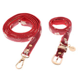Maxbell Strong Leather Rope Dog Leash Collar Set for Walking Hiking Red L