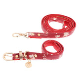 Maxbell Strong Leather Rope Dog Leash Collar Set for Walking Hiking Red L