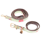 Maxbell Strong Leather Rope Dog Leash Collar Set for Walking Hiking Light Green L