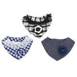 Maxbell Puppy Bandana Collar, Dog Bandage Scarf with Flower Pet Gift for Party Black