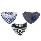 Maxbell Puppy Bandana Collar, Dog Bandage Scarf with Flower Pet Gift for Party Black