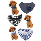 Maxbell Puppy Bandana Collar, Dog Bandage Scarf with Flower Pet Gift for Party Black
