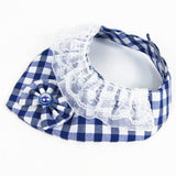 Maxbell Puppy Bandana Collar, Dog Bandage Scarf with Flower Pet Gift for Party Blue
