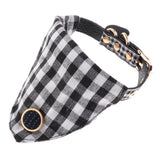 Maxbell Puppy Collars Dog Adjustable Puppy Id Buckle Collar Leather Plaid Bandana 2