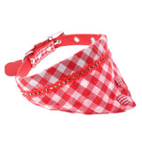 Maxbell Puppy Collars Dog Adjustable Puppy Id Buckle Collar Leather Plaid Bandana 3