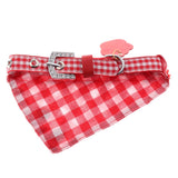 Maxbell Puppy Collars Dog Adjustable Puppy Id Buckle Collar Leather Plaid Bandana 3