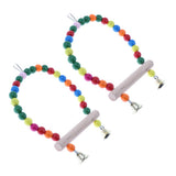 Maxbell 2Pcs Pet Bird Parrot Cage Hammock Colorful Swing Hanging Toy Stand With Bell