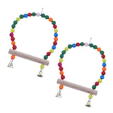 Maxbell 2Pcs Pet Bird Parrot Cage Hammock Colorful Swing Hanging Toy Stand With Bell