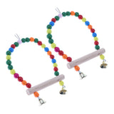 Maxbell 2Pcs Pet Bird Parrot Cage Hammock Colorful Swing Hanging Toy Stand With Bell