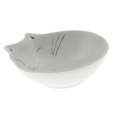 Maxbell Gold Ceramic Flat Cat Bowl Pet Animal Food Water Dish Cat Face Design White