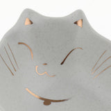 Maxbell Gold Ceramic Flat Cat Bowl Pet Animal Food Water Dish Cat Face Design White