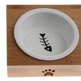 Maxbell Pet Dog Feeder Cat Feeding Bowl Dish Container Ceramic Double Bowl