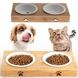 Maxbell Pet Dog Feeder Cat Feeding Bowl Dish Container Ceramic Double Bowl