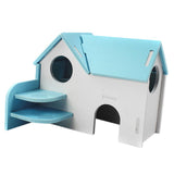 Maxbell Hamster Mouse Hideout House Wooden Living Hut Exercise Funny Nest Toy Blue