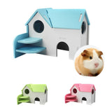 Maxbell Hamster Mouse Hideout House Wooden Living Hut Exercise Funny Nest Toy Blue