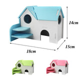 Maxbell Hamster Mouse Hideout House Wooden Living Hut Exercise Funny Nest Toy Blue