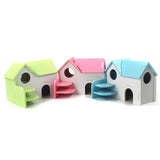 Maxbell Hamster Mouse Hideout House Wooden Living Hut Exercise Funny Nest Toy Blue
