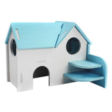 Maxbell Hamster Mouse Hideout House Wooden Living Hut Exercise Funny Nest Toy Blue
