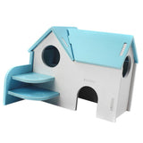 Maxbell Hamster Mouse Hideout House Wooden Living Hut Exercise Funny Nest Toy Blue