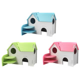 Maxbell Hamster Mouse Hideout House Wooden Living Hut Exercise Funny Nest Toy Blue
