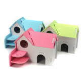 Maxbell Hamster Mouse Hideout House Wooden Living Hut Exercise Funny Nest Toy Blue