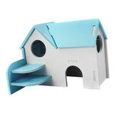 Maxbell Hamster Mouse Hideout House Wooden Living Hut Exercise Funny Nest Toy Blue