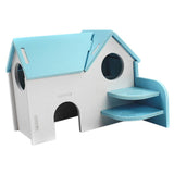 Maxbell Hamster Mouse Hideout House Wooden Living Hut Exercise Funny Nest Toy Blue