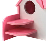 Maxbell Hamster Mouse Hideout House Wooden Living Hut Exercise Funny Nest Toy Pink