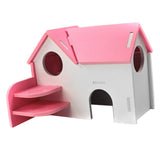 Maxbell Hamster Mouse Hideout House Wooden Living Hut Exercise Funny Nest Toy Pink