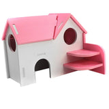 Maxbell Hamster Mouse Hideout House Wooden Living Hut Exercise Funny Nest Toy Pink