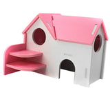 Maxbell Hamster Mouse Hideout House Wooden Living Hut Exercise Funny Nest Toy Pink