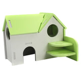 Maxbell Hamster Mouse Hideout House Wooden Living Hut Exercise Funny Nest Toy Green