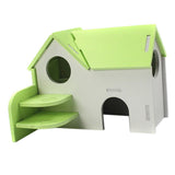 Maxbell Hamster Mouse Hideout House Wooden Living Hut Exercise Funny Nest Toy Green