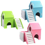 Maxbell Small Pet House Hamster Mouse Wooden Hut Exercise Funny Nest Toy Blue