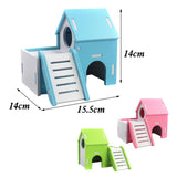 Maxbell Small Pet House Hamster Mouse Wooden Hut Exercise Funny Nest Toy Blue