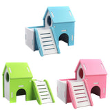 Maxbell Small Pet House Hamster Mouse Wooden Hut Exercise Funny Nest Toy Blue