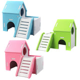Maxbell Small Pet House Hamster Mouse Wooden Hut Exercise Funny Nest Toy Blue