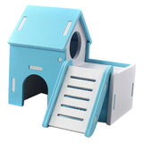 Maxbell Small Pet House Hamster Mouse Wooden Hut Exercise Funny Nest Toy Blue