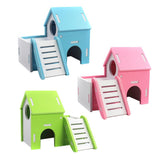 Maxbell Small Pet House Hamster Mouse Wooden Hut Exercise Funny Nest Toy Blue