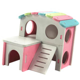 Maxbell Hamster Hedgehog Mouse Guinea Pig Bed House Cage Ladder Exercise Toy Pink