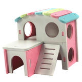 Maxbell Hamster Hedgehog Mouse Guinea Pig Bed House Cage Ladder Exercise Toy Pink
