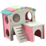 Maxbell Hamster Hedgehog Mouse Guinea Pig Bed House Cage Ladder Exercise Toy Pink